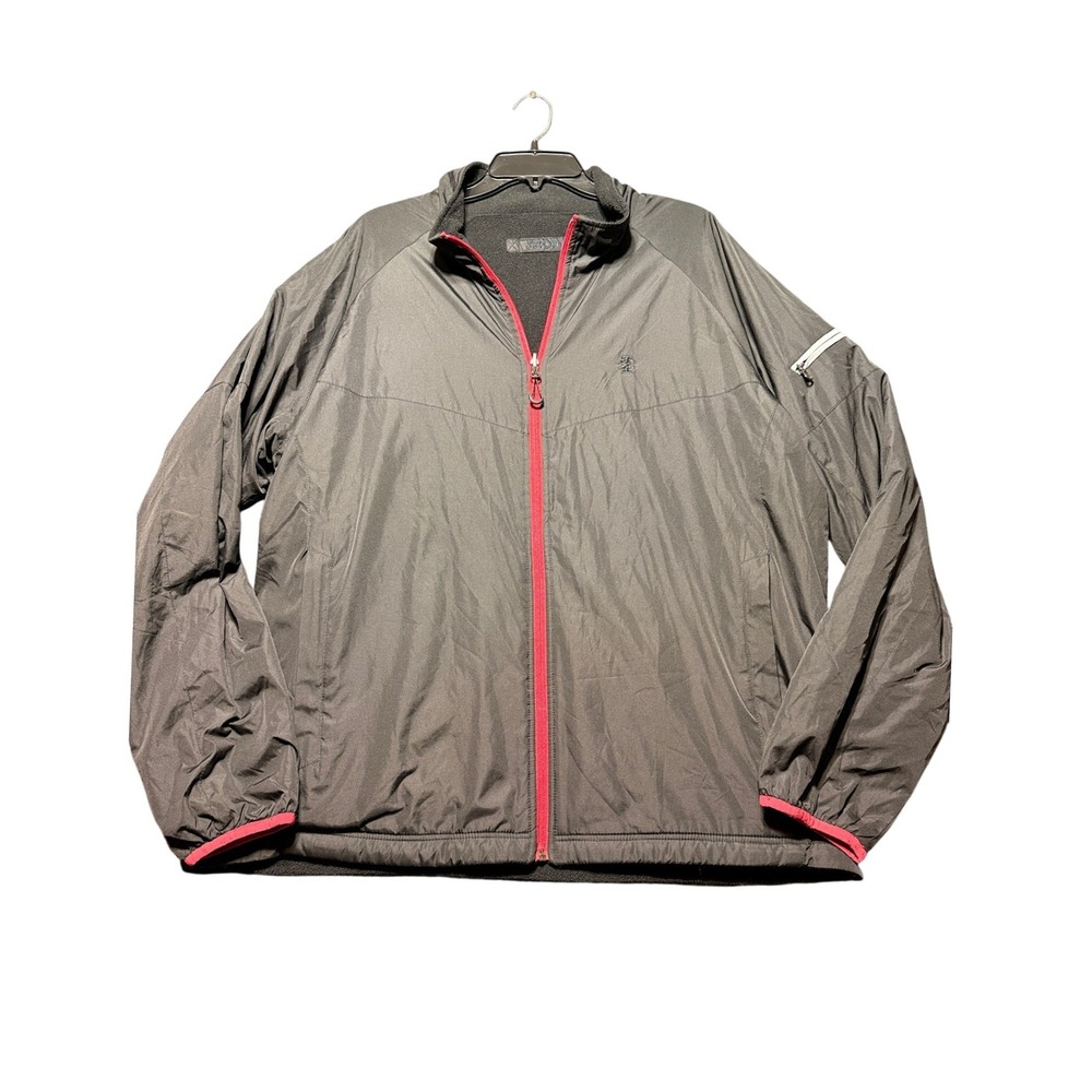 IZOD Reversible Jacket Men XL Black Red Full Zip Fleece Windbreaker IZ3615